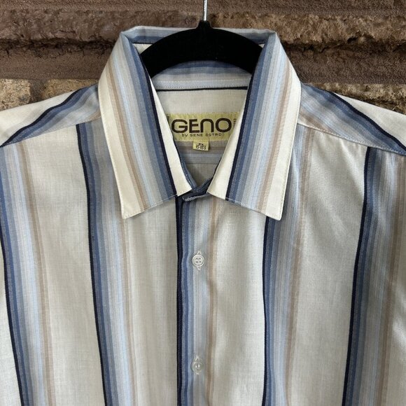 Geno by Gene Ostro Men's Vintage 70s 80s Striped Button Front Disco Shirt Size M - Picture 5 of 8